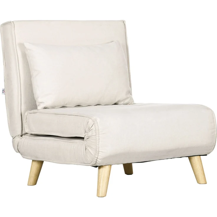 MELAYR, Schlafsessel, 6-stufig verstellbare Lehne, Leinenoptik, bis 120 kg, Creme, 72 x 78 x 79 cm, Cremeweiß – Bild 2