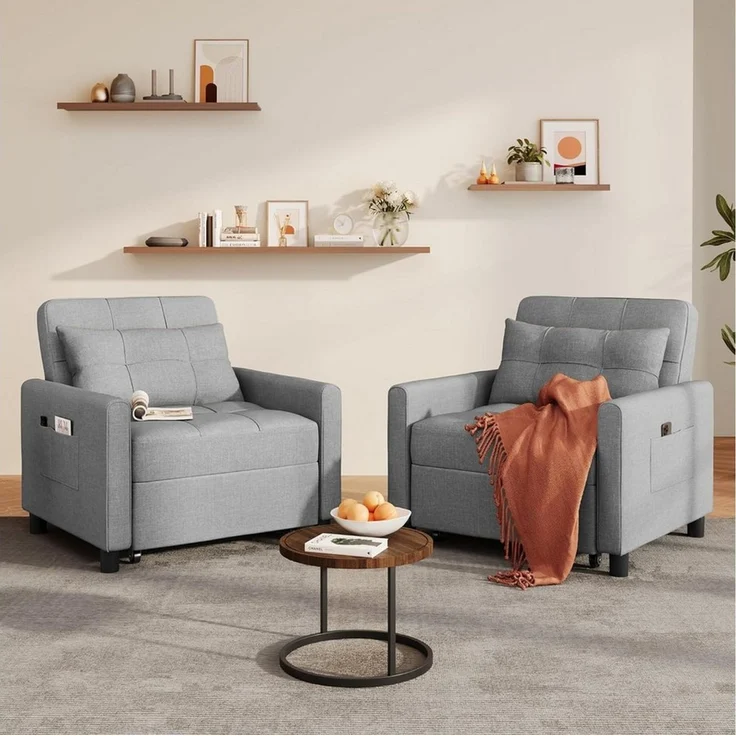 Blishom Relaxsessel 3-in-1 Schlafsessel Schlafsofa Klappbett Relaxsessel 78x86x84 cm, multifunktionaler Sessel zum Ausziehen als Gästebett – Bild 3