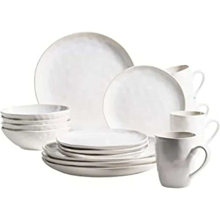 Mäser 931856 Kombiservice Frozen für 4 Personen, Steinzeug, weiß (1 Set, 16-teilig)