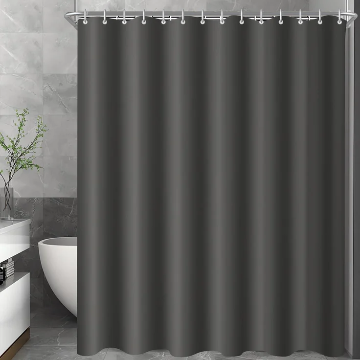 Duschvorhang Dunkelgrau 180x200cm Wasserabweisend Antischimmel Polyester – Bild 8