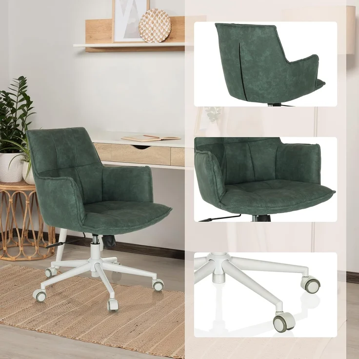 hjh LIVING Homeoffice Stuhl gepolstert SOLAO Life W Schreibtischstuhl Drehstuhl höhenverstellbar, Stoffbezug Mint-Grün – Bild 6