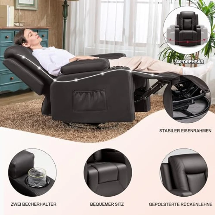 COMHOMA Relaxsessel Fernsehsessel TV-Sessel Loungesessel Wohnzimmer Einzelsofa – Bild 6