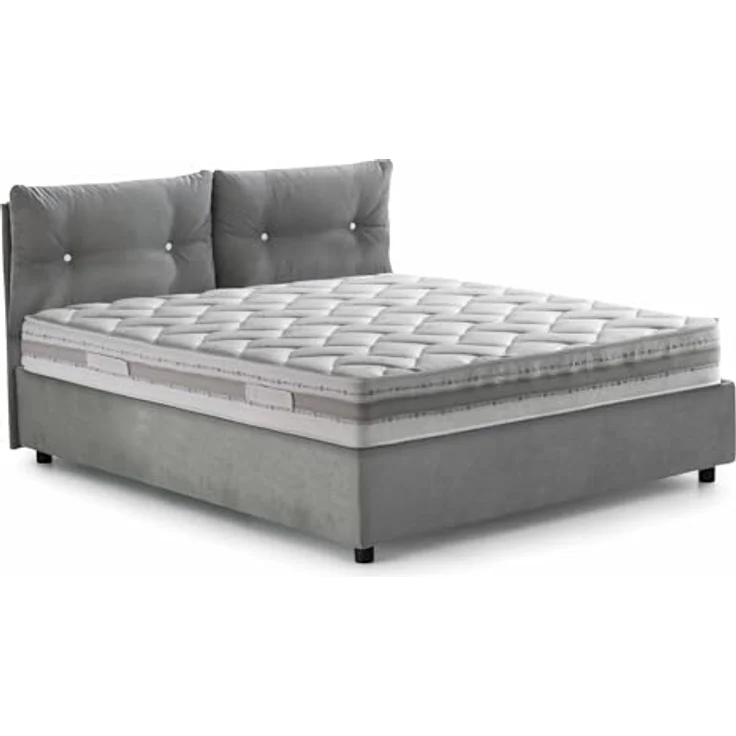 Talamo Italia - Angelica Queen-Size-Bett, Bettkasten mit Stoffbezug, 100 % Made in Italy, Öffnung vorne, inklusive Matratze 120 x 190 cm, Grau – Bild 8