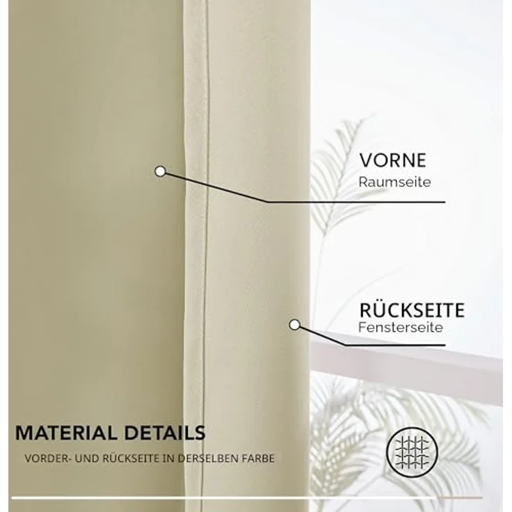 Deconovo Gardinen für Schienensystem Blickdicht Vorhänge UV-Schutz Beige | 2er Set, H 160 x B 132 cm, Vorhänge mit Kräuselband, Hitzeschutz, Schlafzimmer Gardinen, Gardinen Kurz, für Schienensystem – Bild 8