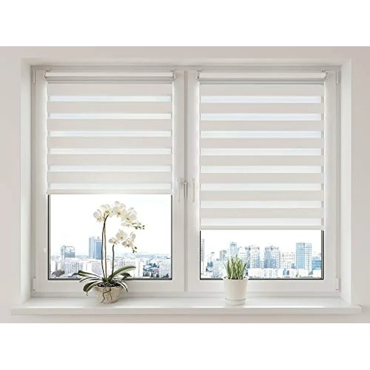 Doppelrollo Klemmfix ohne Bohren Rollos für Fenster und Tür Seitenzugrollo, Sonello, blickdicht, ohne Bohren, freihängend, Klemmfix, 30cm x 100cm Beige Duo Rollo, Lichtschutz, Jalousie mit Klemmträger – Bild 2