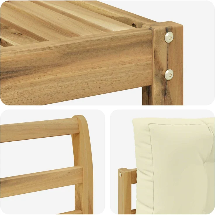 vidaXL Outdoor-Sofagarnitur mit Kissen 4 pcs Weiß und Creme Polyester 3386269 – Bild 5