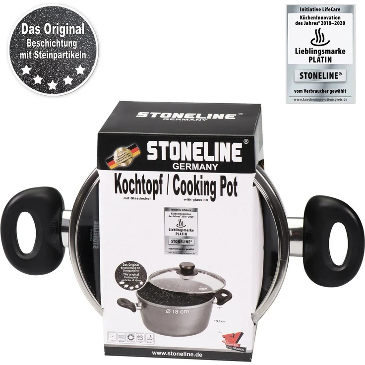 STONELINE Kochtopf, Aluminium (1-tlg), mit Glasdeckel, Induktion – Bild 3