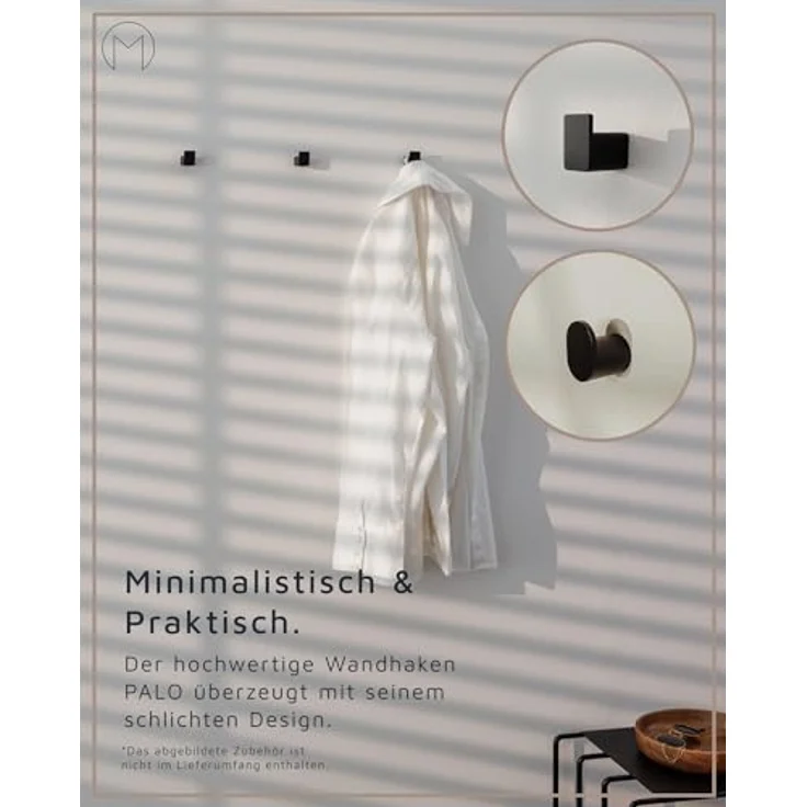 Metallbude Kleiderhaken PALO, Badezimmer, Küche, Flur, (3-St), hochwertige Handtuchhaken, modernes Design, vielseitig einsetzbar – Bild 3
