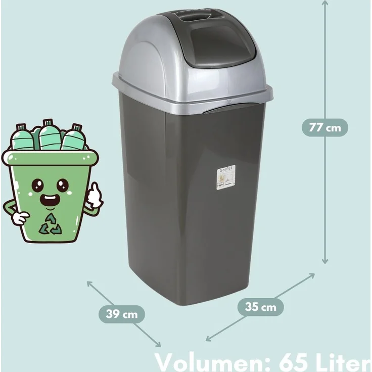 Mülleimer Schwingdeckel Mülleimer Küche 65 L Groß Schwingeimer Mülltrenner Abfalleimer Küche Mülleimer mit Deckel Küchenabfalleimer – Bild 2