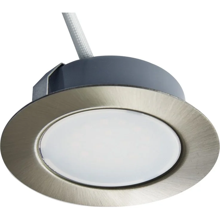 TRANGO LED Einbauleuchte, 4er Set G4E-042T LED Möbel Einbaustrahler 12Volt AC/DC inkl. 1 x LED-Trafo (12 Volt - 2000mAh) Schrank-Einbauleuchte in Edelstahl-Optik, Deckenleuchte, zum Austausch G4 Halogen Möbelleuchten, Küchenhaube-Leuchten – Bild 3