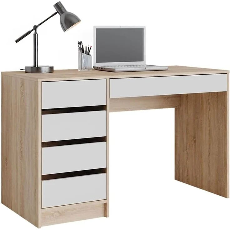 Schreibtisch Sherry Sonoma/Weiß 55 x 120 cm mit Schubladen Vicco – Bild 5