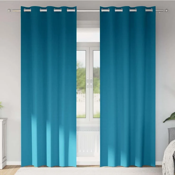 vidaXL Verdunkelungs-Vorhänge mit Ringen 2 stk. Türkis 260 x 140 cm 4107422 – Bild 1
