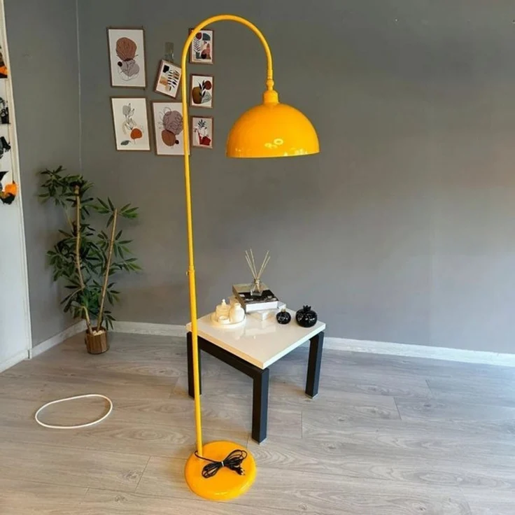 Bamyum Stehlampe Moderne Stehlampe aus Metall mit E27, verstellbarer Lampenschirm, ohne Leuchtmittel, E27, verstellbarer Lampenschirm, Stehluchte mit Ablage – Bild 4
