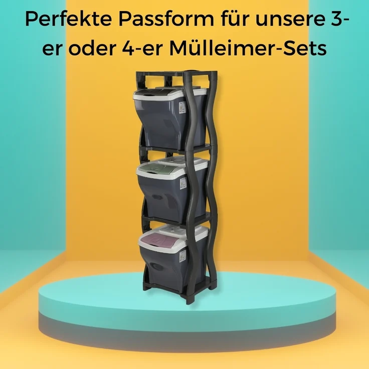 Regal für Mülleimer Set 3 und 4 Steckregal Kunststoff Haushaltsregal Kellerregal Lagerregal Garagenregal Küchenregal Keller – Bild 3