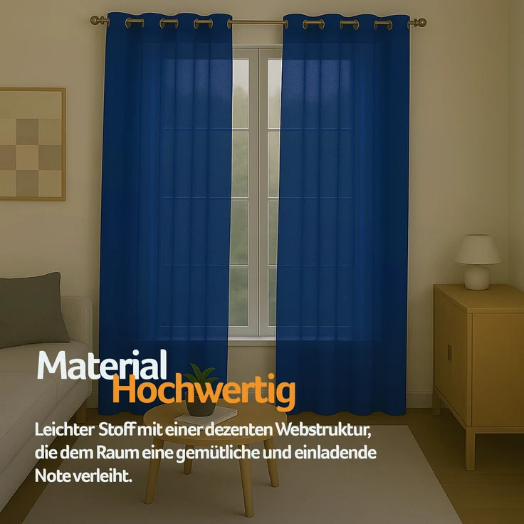 Gardine mit Ösen *** x *** cm ( Breite x Länge ) in ***, blickdichter Vorhang, Ösenvorhang in vielen Variationen 140x175 cm Blau – Bild 4