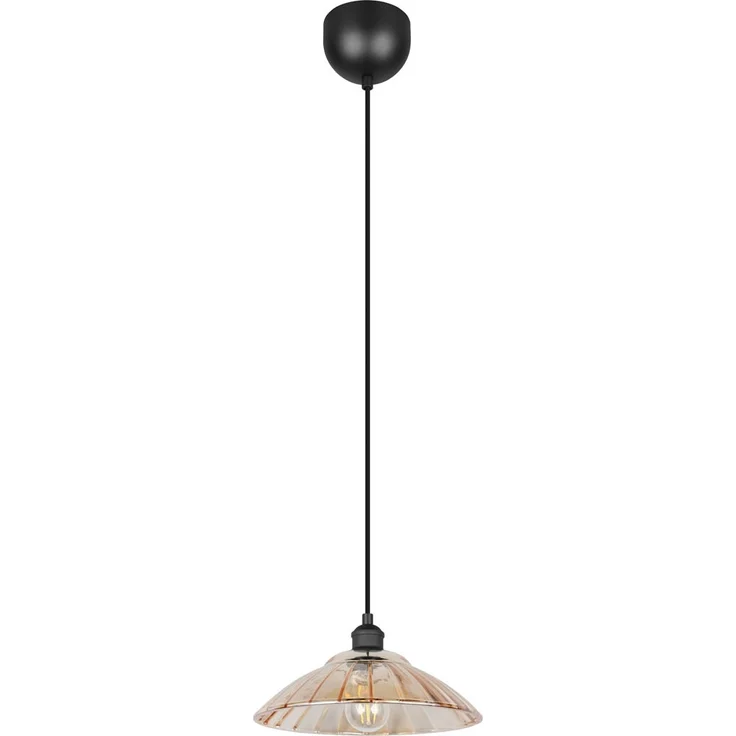 Pendelleuchte ELUNA einflammig, Schwarz mit Glasschirm Amber, Ø 29,5cm – Bild 2