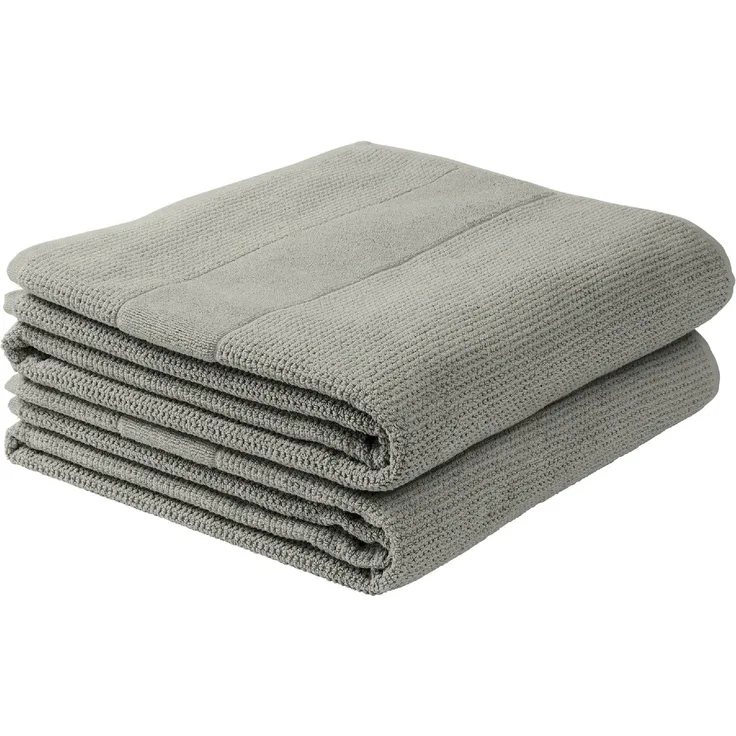 Schiesser Duschtücher Turin im 2er Set aus 100% Baumwolle, nachhaltig und fair produziert, Farbe:Hellgrau, Größe:70x140 cm