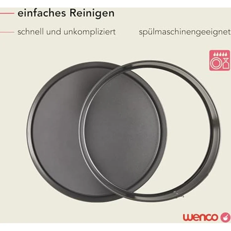 wenco Springform 28 cm Ø – Runde Kuchenform aus Antihaft-Stahl, Auslaufsicherer Rand, 7,5 cm Hoch, Perfekt für Kuchen, Torten & Quiches, Ergonomischer Edelstahlverschluss, Schwarz – Bild 6