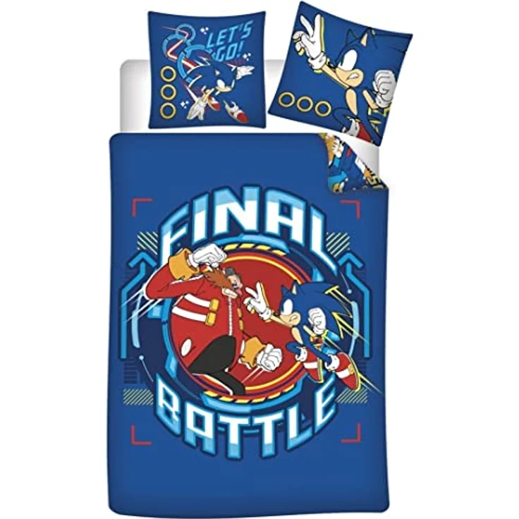 Sonic Kinderbettwäsche Set aus Baumwolle – Bettbezug 140x200 cm & Kissenbezug 65x65 cm – Bild 2