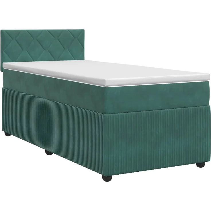 vidaXL Boxspringbett mit Matratze Dunkelgrün 80 x 200 cm Samt 3451574 – Bild 2