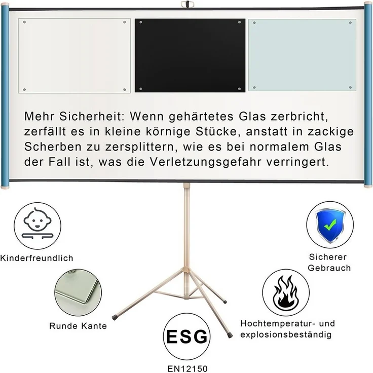 Küchenrückwand Spritzschutz Fliesenspiegel Küche Wandschutz Glas 6mm ESG Schwarz - 70x40CM – Bild 2