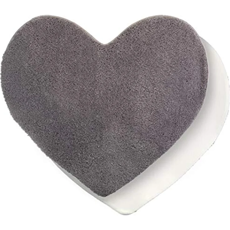 Brandsseller Herz Badematte 70x80 cm Badteppich Badvorleger Badezimmerteppich Duschvorleger Grau – Bild 7