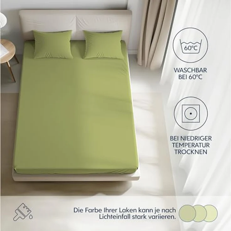 Dreamzie Premium Spannbettlaken 70x200 cm, Bettlaken 100% Jersey Baumwolle, Spannbetttuch für Dicke Matratzen bis zu 12 cm, 150 g/m², Oeko-TEX Zertifiziert - Anis – Bild 6