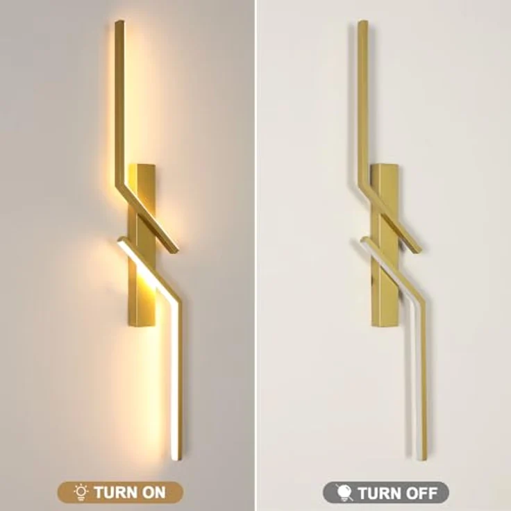 Goeco LED Wandlampe Innen 81CM, 24 W 2700LM Moderne LED Wandleuchte 2 Fimmige 3000K Warmes Licht, Lang Wandbelechtung Wandlicht für Flur Treppenhaus Wohnzimmer Schlafzimmer, Gold – Bild 5