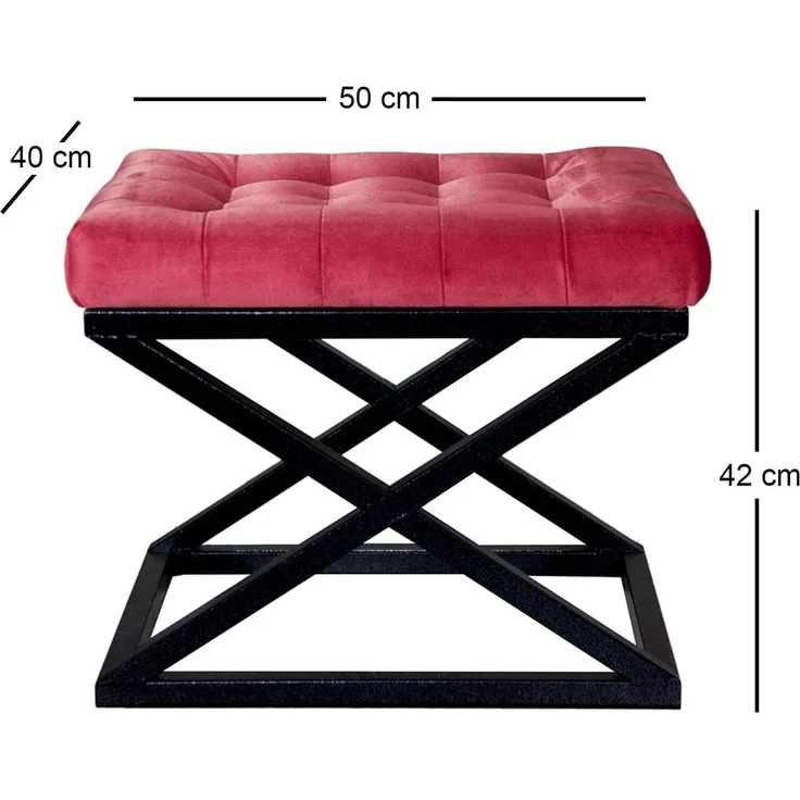 Hanah Home 'Capraz - Black, Red' Pouffe, Schwarz / Rot, 50 x 42 x 40 cm – Bild 2