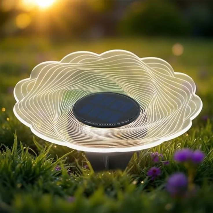 Spetebo LED Wandleuchte Solar Blume transparent - 18 cm, Solar betrieben, LED fest integriert, warm weiß, inklusive Erdspieß und Montagematerial – Bild 6