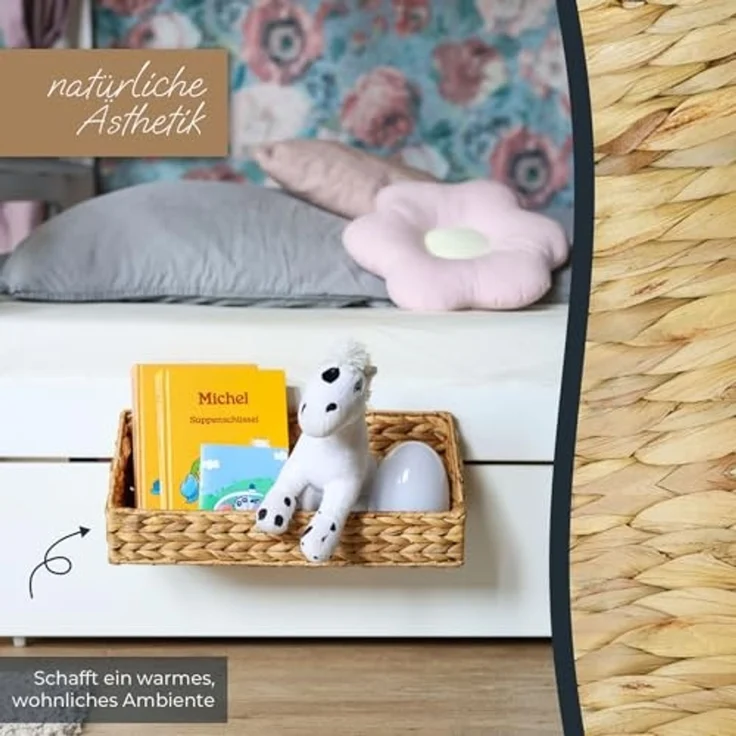 HMF Hängeaufbewahrung Hängekorb geflochten aus Wasserhyazinthe, Aufbewahrungskorb zum Aufhängen, 40 x 15 x 15 cm – Bild 4