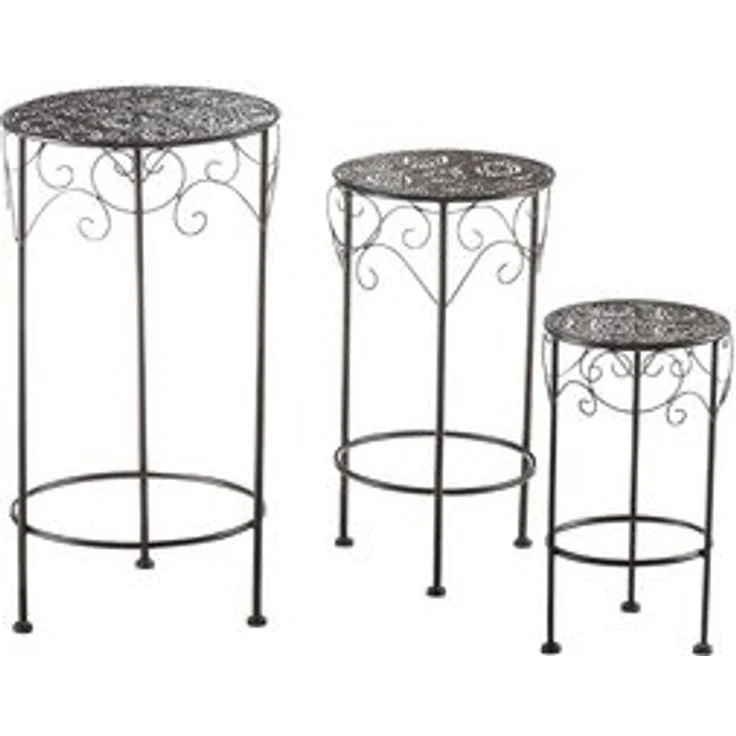 Kobolo Blumenständer Pflanzständer rund braun aus Metall 3 Größen (3 St) – Bild 6