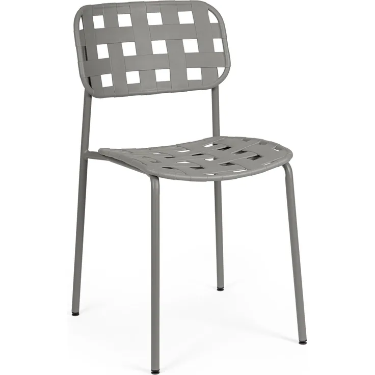 Gartenstuhl Clover 4er-Set aus Metall, modern, grau, stapelbar für deinen Außenbereich