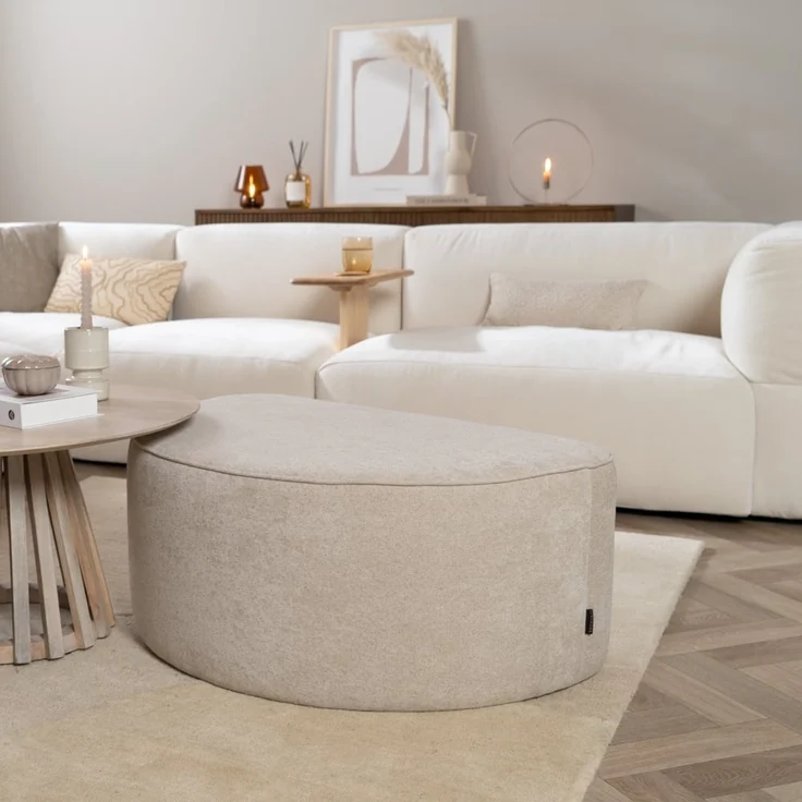 Bronx71 Hocker Lune halbrund Chenille beige – Bild 8