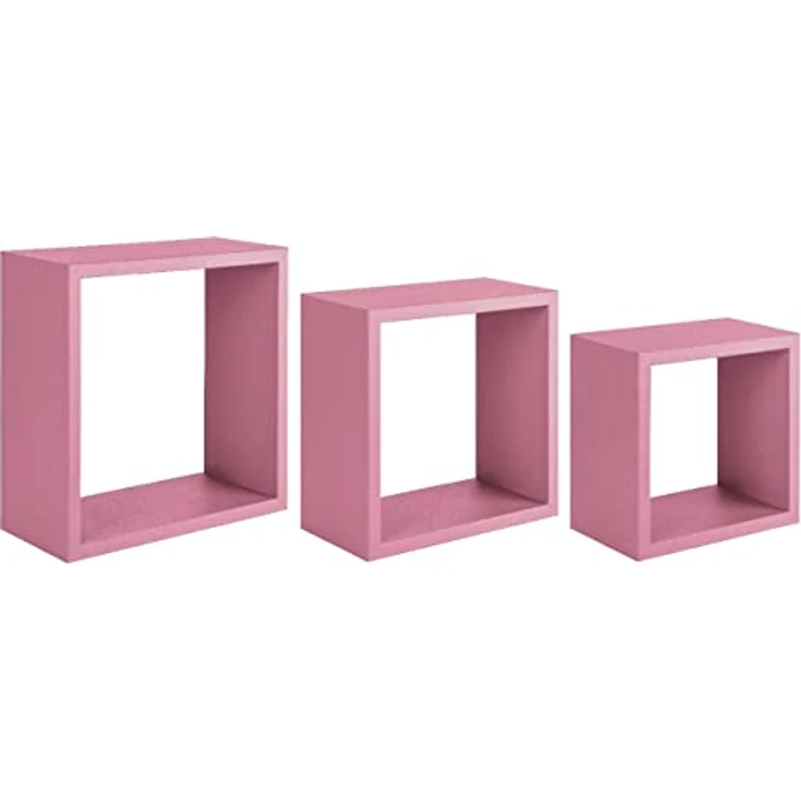 Homemania Incubo Wandregal – Wohnzimmer, Schlafzimmer, Büro – MDF, Rosa, 35 x 35 x 15,5/30 x 30 x 15,5/25 x 25 x 15,5 cm – Bild 2