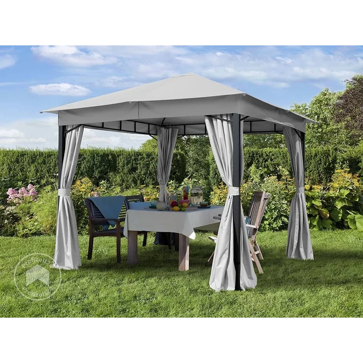 Toolport Gartenpavillon wasserdicht 180g m² Dachplane, Stahlrahmen / Polyester grau, 3x3 m – Bild 1