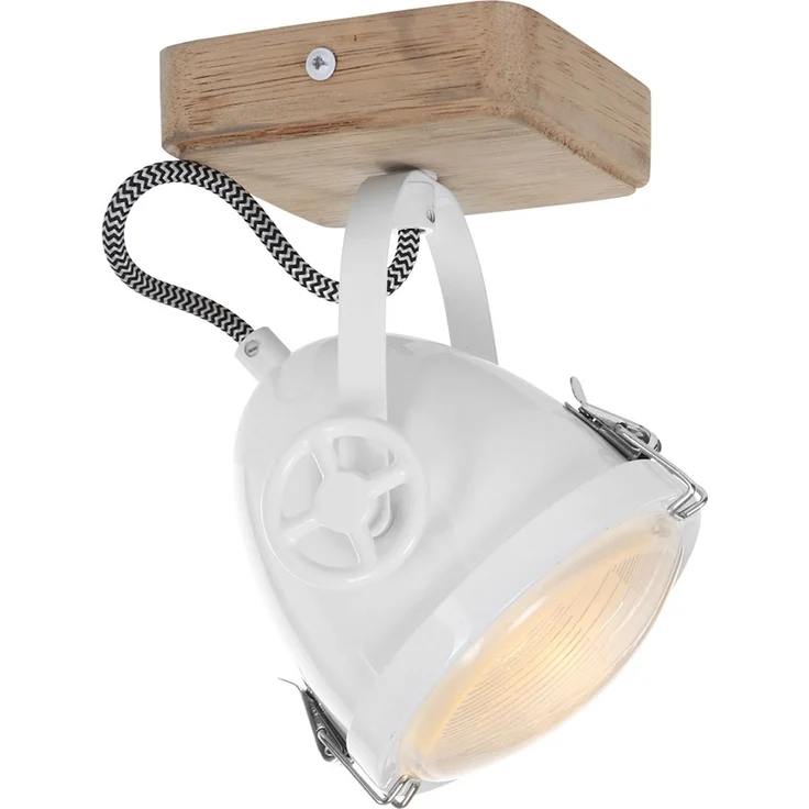 LED Deckenleuchte, Holz, weiß, Spot beweglich, H 18 cm – Bild 1