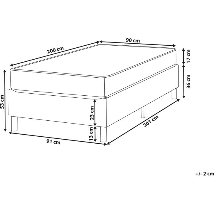 Bett ohne Kopfteil Stoff COUNTESS 90x200 cm Hellgrau – Bild 2