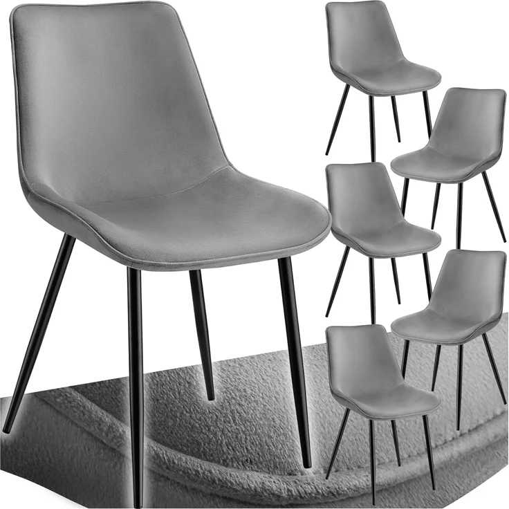 tectake Esszimmerstuhl Monroe (6er Set, 6 St), Gepolstert – Bild 1
