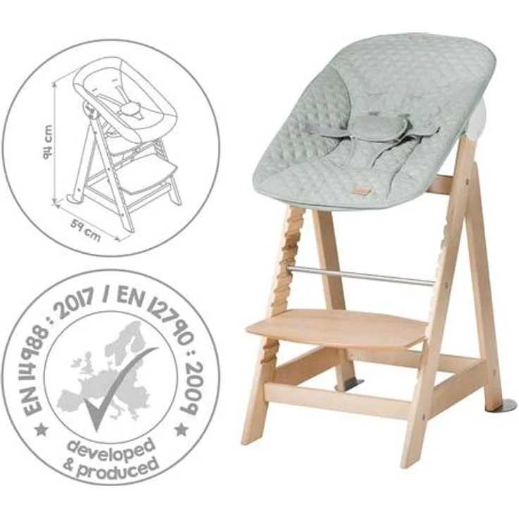 roba Treppenhochstuhl 'Born Up' - Set 2 in 1 - 'roba Style' Frosty green - ab Geburt - Natur – Bild 11