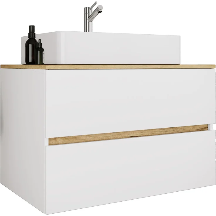 VCM Badmöbel Waschtisch Cosila 921960 Weiß / Honig-Eiche H. 51 x B. 80 x T. 47 cm – Bild 1
