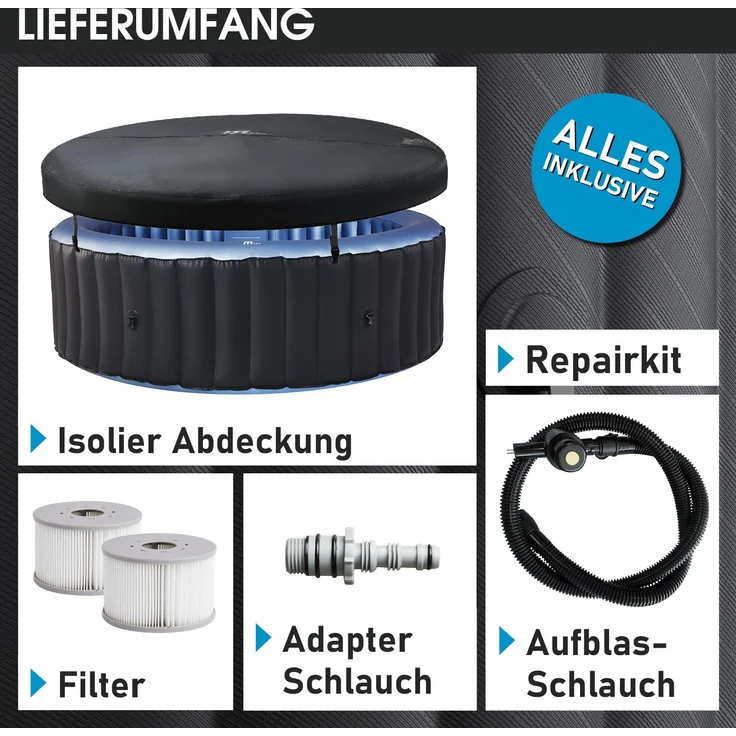 BRAST aufblasbarer Whirlpool 'MSpa Bergen', Ø 180 x 70 cm, für 4 Personen, Pool, Wellness & Massage-Spa – Bild 10