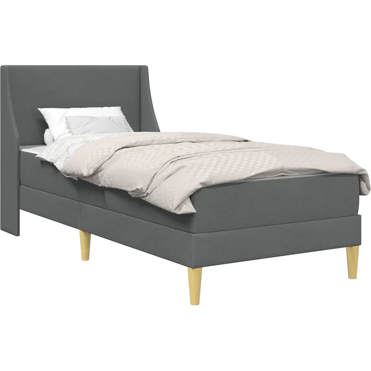 vidaXL Bettgestell mit Matratze Dunkelgrau 80 x 200 cm Polyester 3414705 – Bild 2
