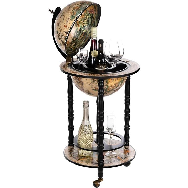 BIRENDY Dekoobjekt Hausbar Barwagen 3301WB Schwarzweiß 100cm Globusbar Bartisch Weltkugel – Bild 1