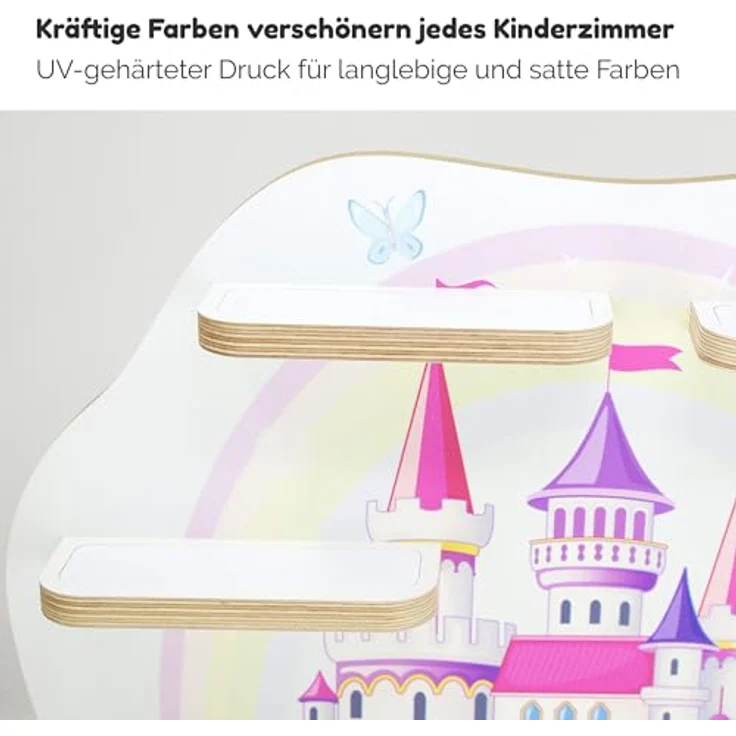stadtecken Holzregal für Musikbox I passend für die Toniebox und ca. 35 Tonies I Perfekte Aufbewahrung im Kinderzimmer I zum Aufstellen oder Aufhängen (Märchenschloss) – Bild 6
