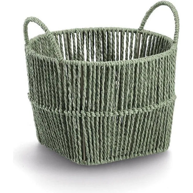 Zeller Present Aufbewahrungskorb, Papiergeflecht, salbei, ca. Ø 26 x 18 cm