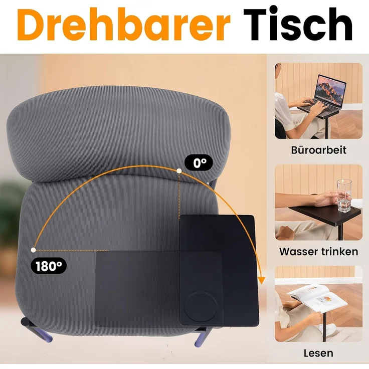 COMHOMA Loungesessel Sessel Relaxsessel Ohrensessel modern, Polsterstuhl mit Metallbeinen, Einzelsofa für Wohnzimmer/Schlafzimmer/Garten, Grau – Bild 9