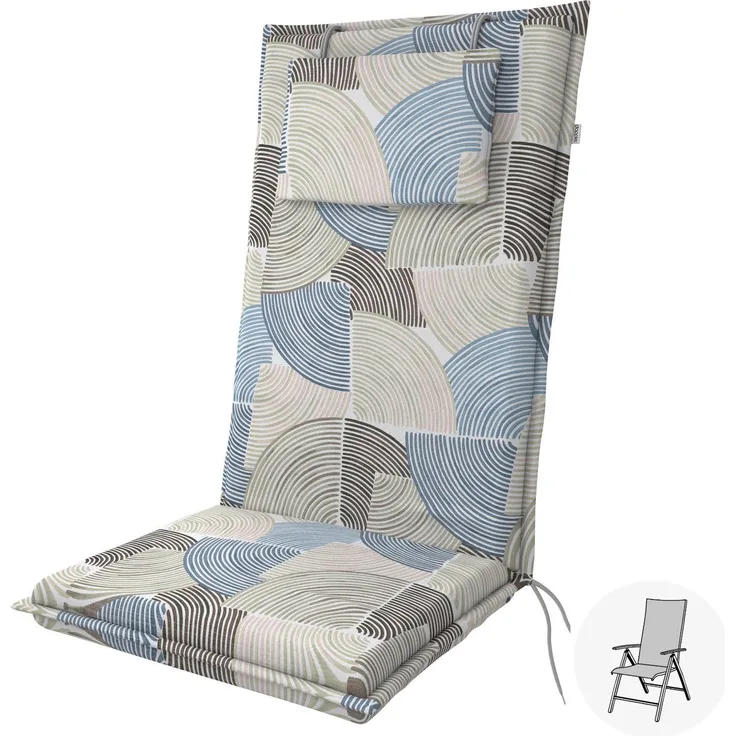 Doppler Sitzauflage "Elegant" High, blau kreis, für Hochlehner (119 x 48 x 6 cm)