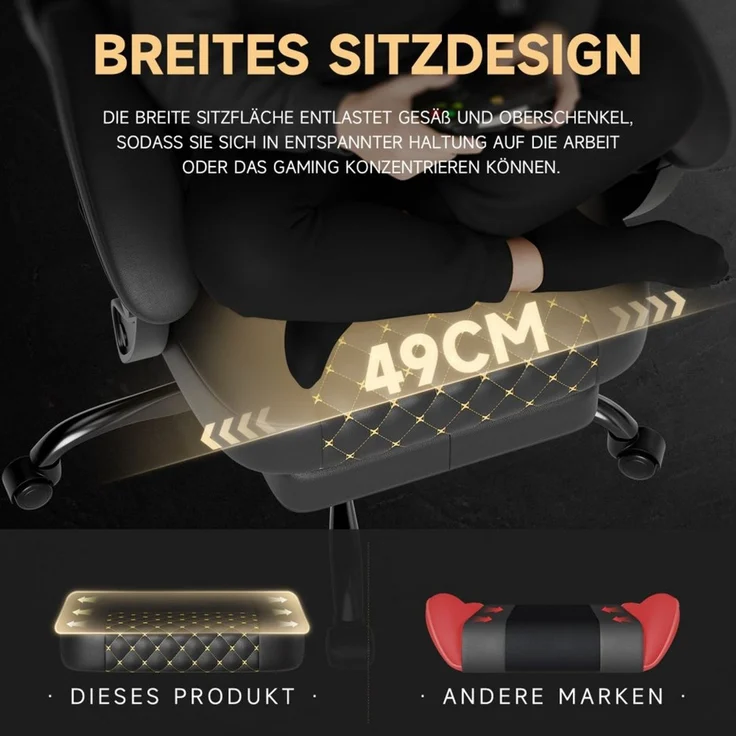 BBWL Gaming-Stuhl PVC Leder Ergonomischer Massage Gamer Sessel mit Fußstütze, Gaming Stuhl, PC Bürostuhl 150 kg belastbar – Bild 4