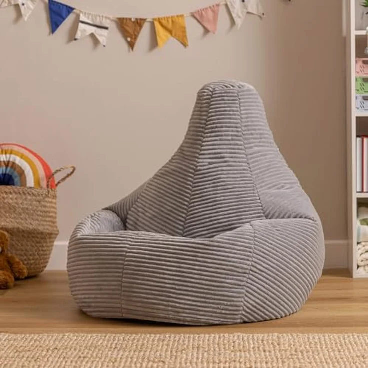 Icon Sitzsack-Sessel Flauschig „Dalton“ für Kinder, Grau, Cord, Kindersitzsack, Groß, Sitzsack Kinder mit Füllung – Bild 5